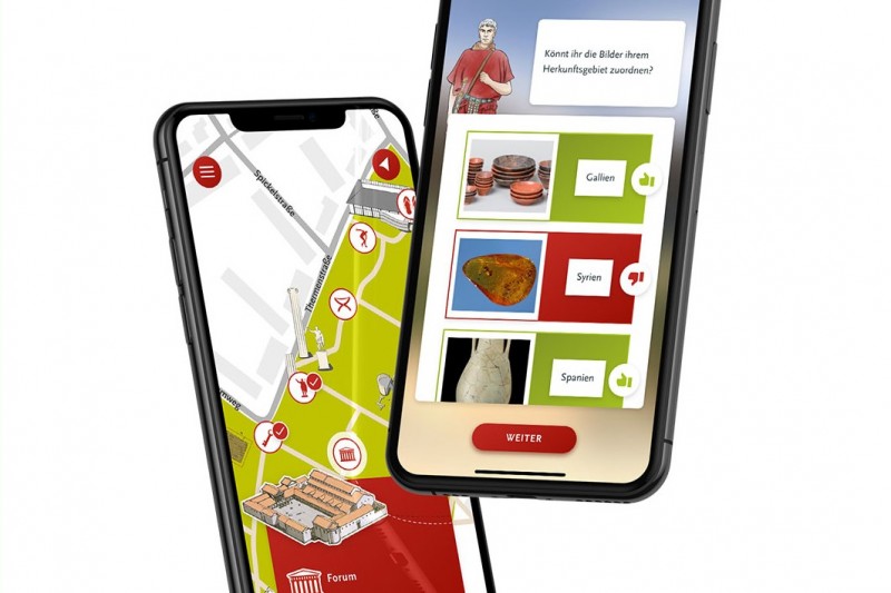 Smartphone-Bildschirm zeigt Cambodunum App