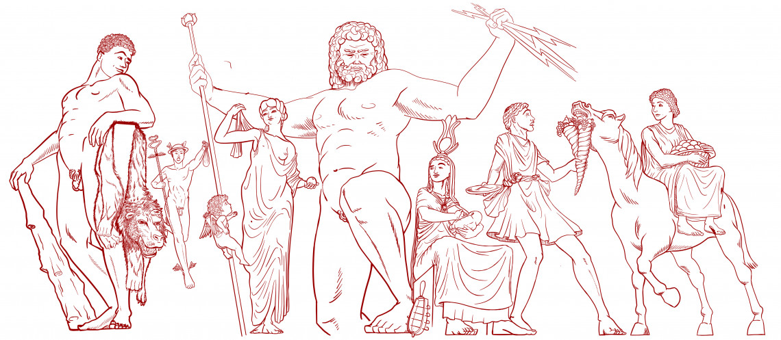 Illustrationen von römischen Götinnen und Götternd